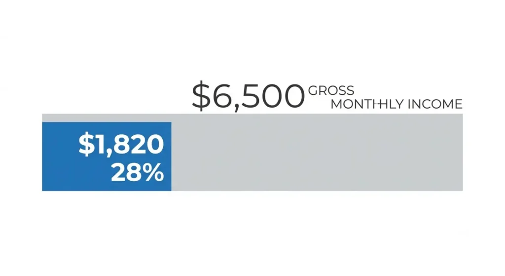 Chart showing the 28 percent rule for monthly housing budget on a ,500 income