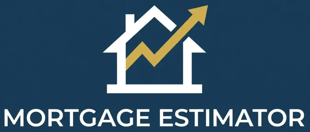 Mortgage Estimator logo - horizontal layout with house icon and Mortgage Estimator wordmark in navy blue