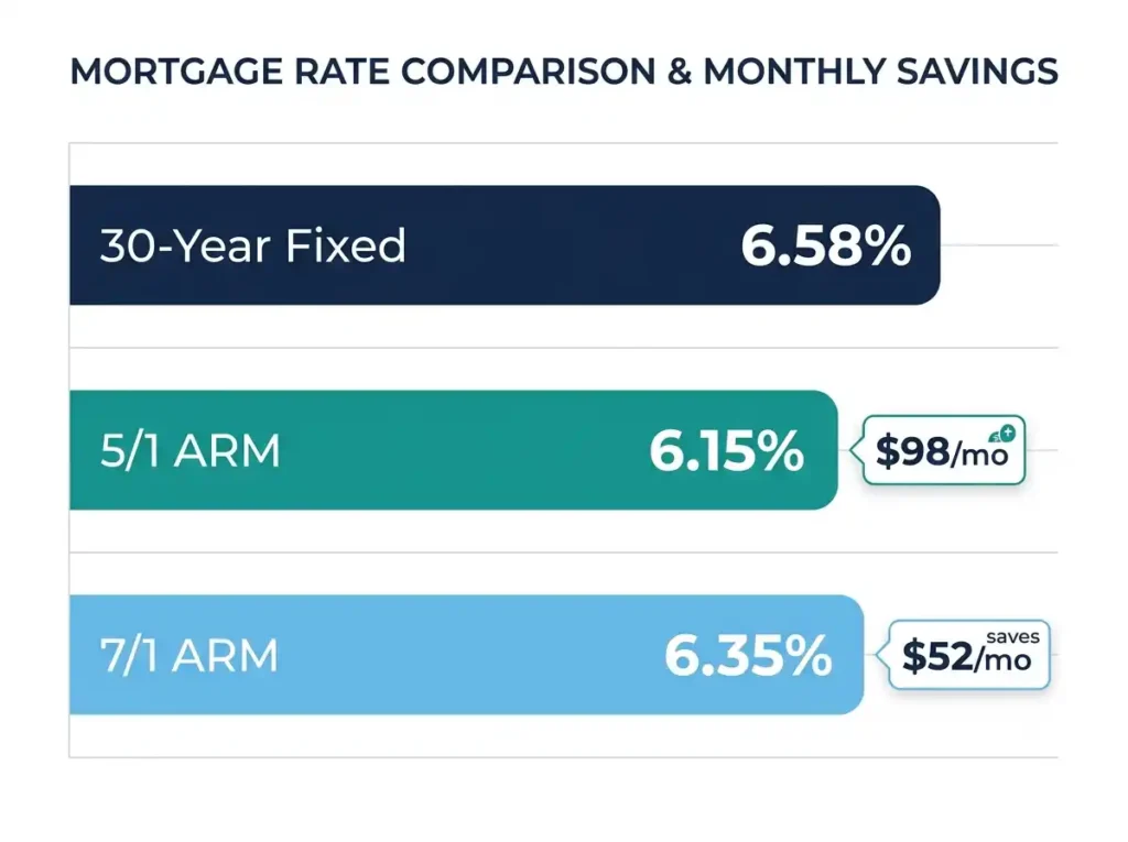 2026 rate comparison of fixed vs adjustable rate mortgage on a 0,000 loan
