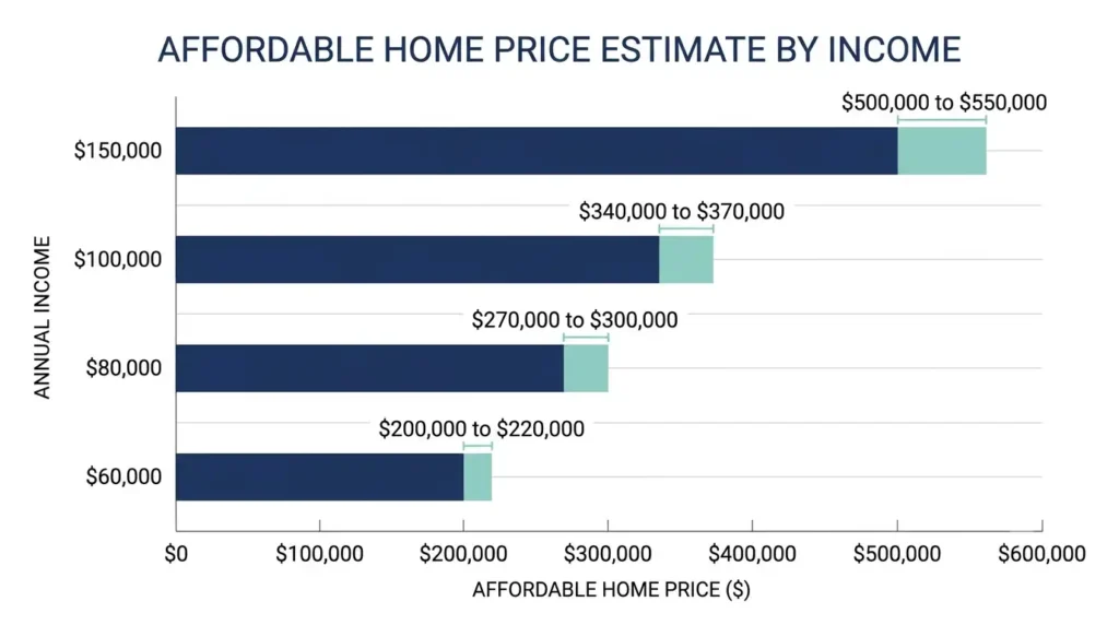 Chart showing how much house you can afford by annual income in 2026