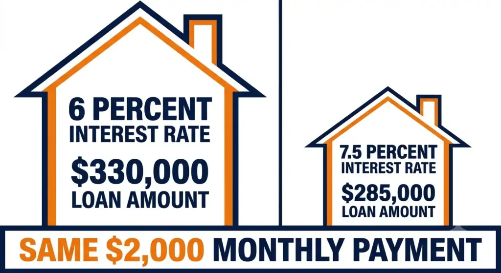 How mortgage interest rate changes home buying power at the same monthly payment