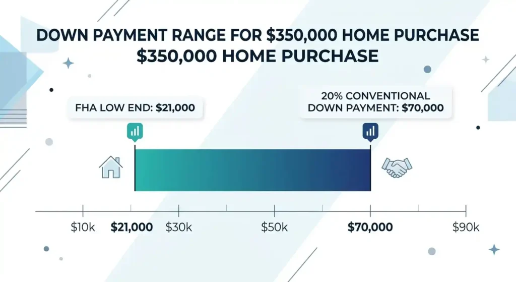 Chart showing ,000 to ,000 upfront cash needed to buy a 0,000 first home