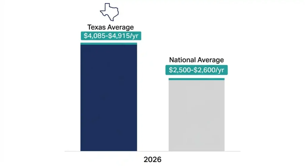 Texas homeowners insurance cost compared to the national average in 2026